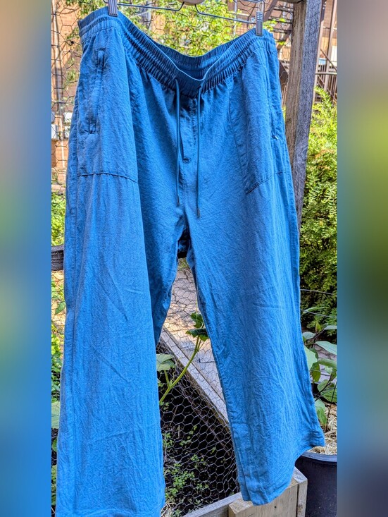 Athleta Pants - Plus Size Athleta Linen Wide Leg Pants | Size 24 | Turquoise | Drawstring